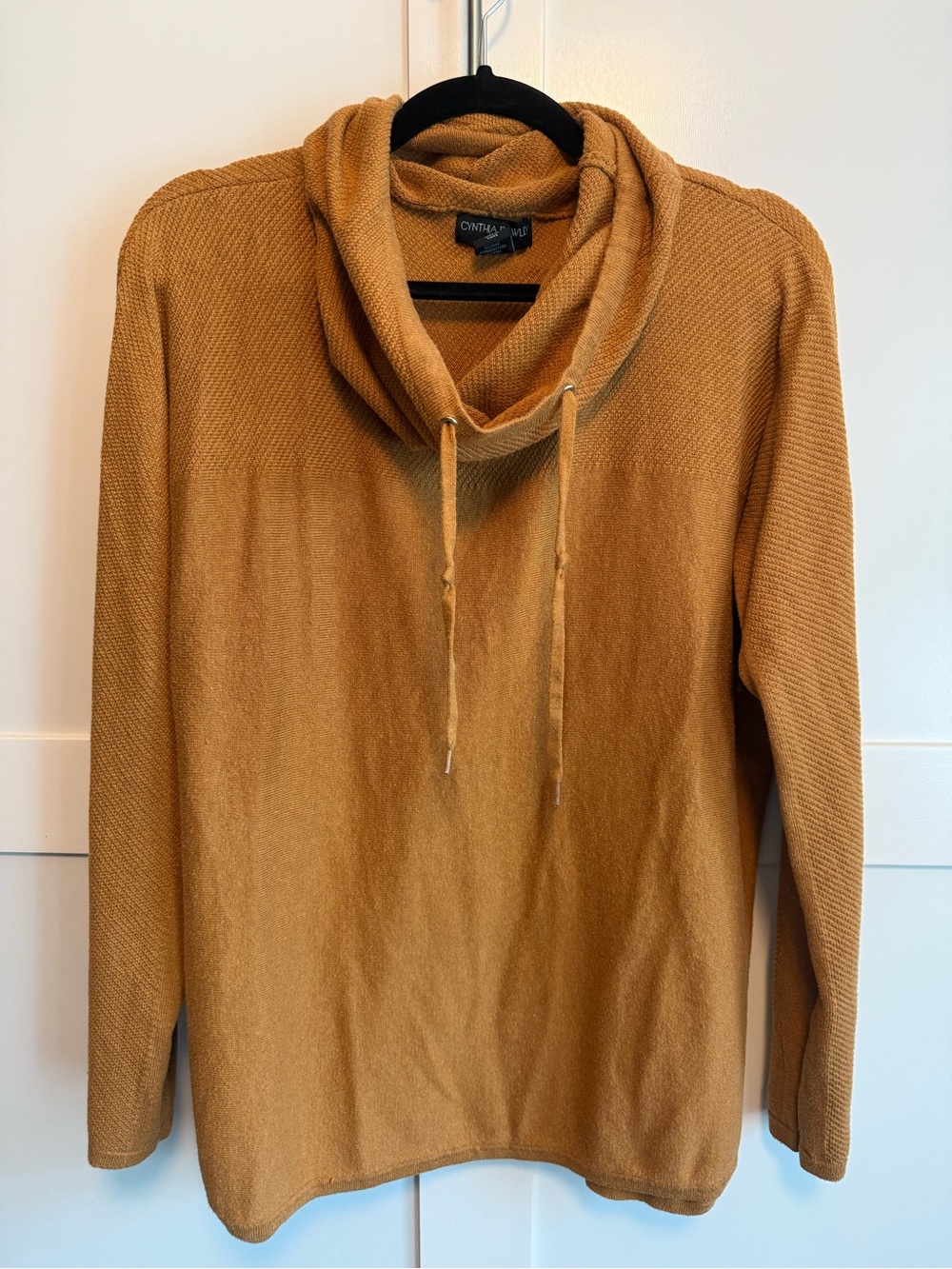 Cynthia RowleyMustard Cowl-Neck Sweater